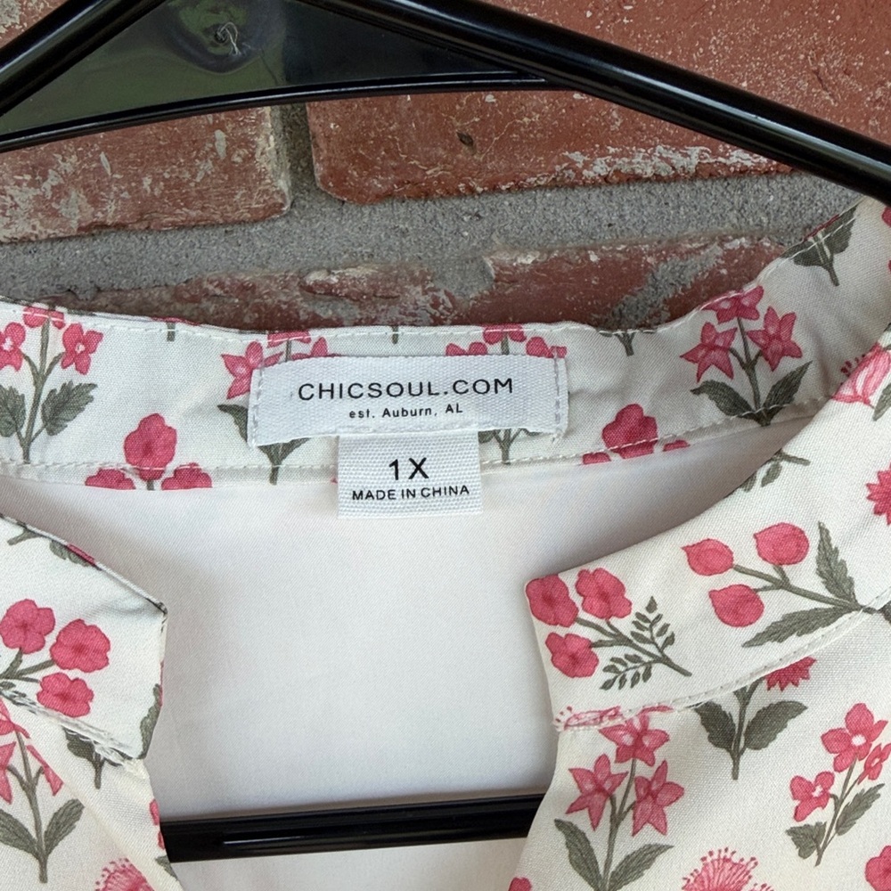 Chicsoul Floral Print pink Dress size 1X NWOT - Picture 2 of 7